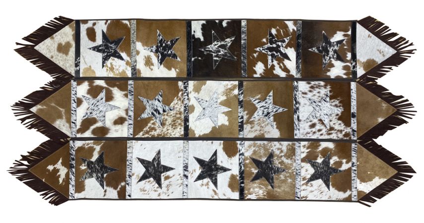 Hair on Cowhide Table Runners with Steer Head Pattern #2